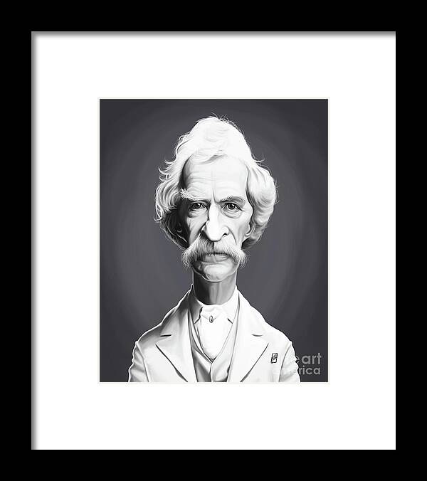 Illustration Framed Print featuring the digital art Celebrity Sunday - Mark Twain by Rob Snow