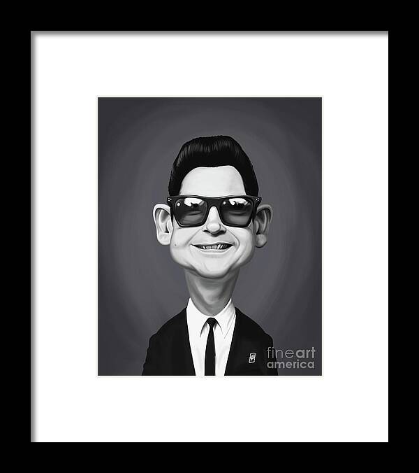 Illustration Framed Print featuring the digital art Celebrity Sunday - Roy Orbison by Rob Snow