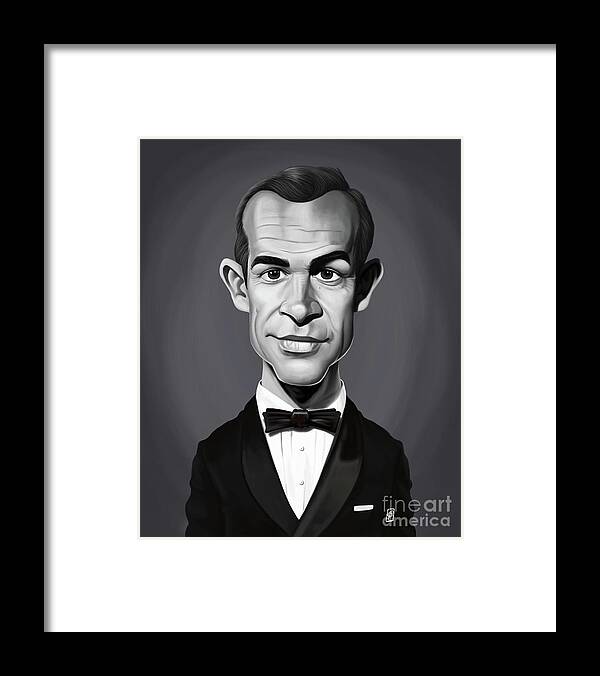 Illustration Framed Print featuring the digital art Celebrity Sunday - Sean Connery by Rob Snow