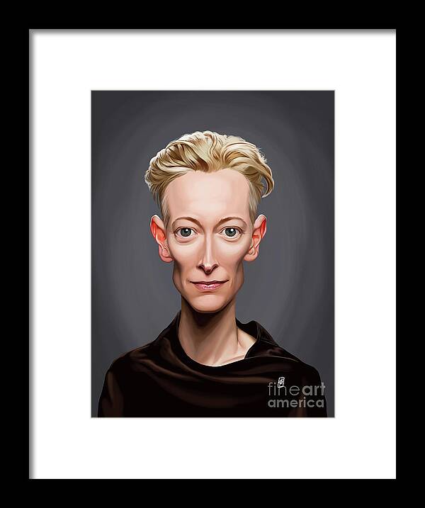 Illustration Framed Print featuring the digital art Celebrity Sunday - Tilda Swinton by Rob Snow