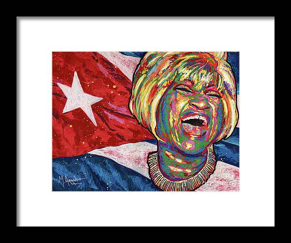 Celia Cruz Framed Print featuring the painting Celia Cruz by Maria Arango
