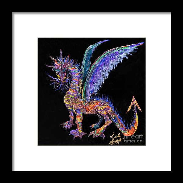 Dragon Winged Dragon Colorful Dragon Framed Print featuring the painting Celtic Dragon 7121 by Priscilla Batzell Expressionist Art Studio Gallery