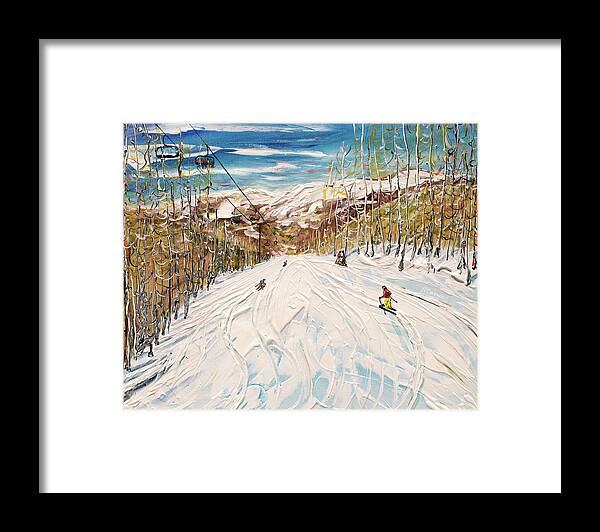 Beaver Creek Framed Print featuring the painting Centinal Express Lift Beaver Creek by Pete Caswell
