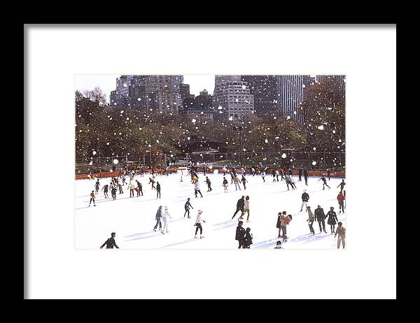New York Framed Print featuring the photograph Central Park Skaters Color by Russel Considine