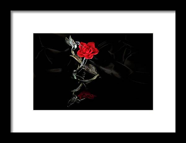 Lightpainted Rose Framed Print featuring the photograph Ceramic Rose by Steve Templeton
