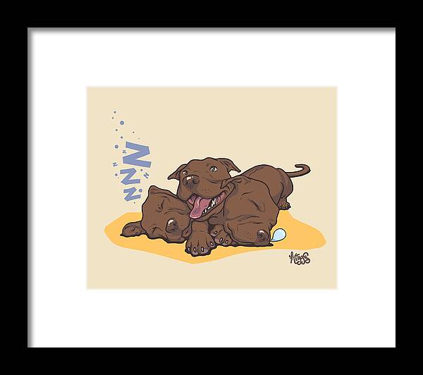 Cerberus Framed Print featuring the drawing Cerberus by Miggs The Artist