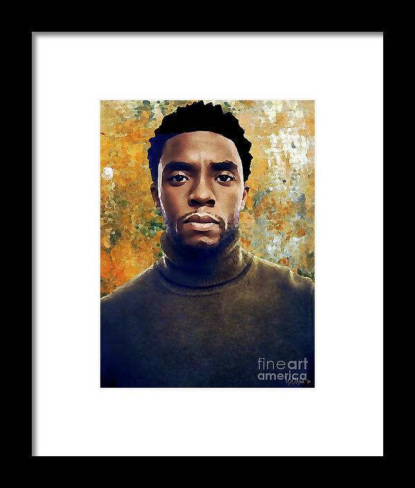 Portraits Framed Print featuring the digital art Chadwick Boseman, No. 2 by Walter Neal