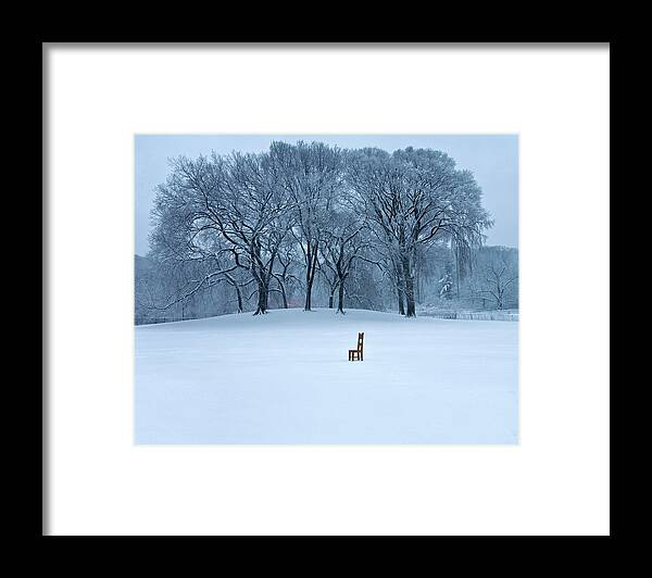 Chair Framed Print featuring the photograph Chair in Snow by John Manno