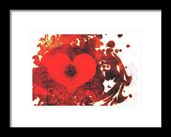 Heart Framed Print featuring the mixed media Chaotic Heart by Moira Law