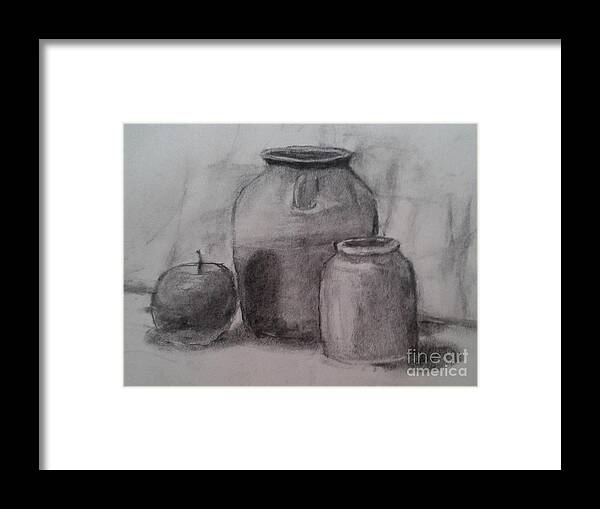 Charcoal Framed Print featuring the drawing Charcoal Still Life by Jayson Halberstadt