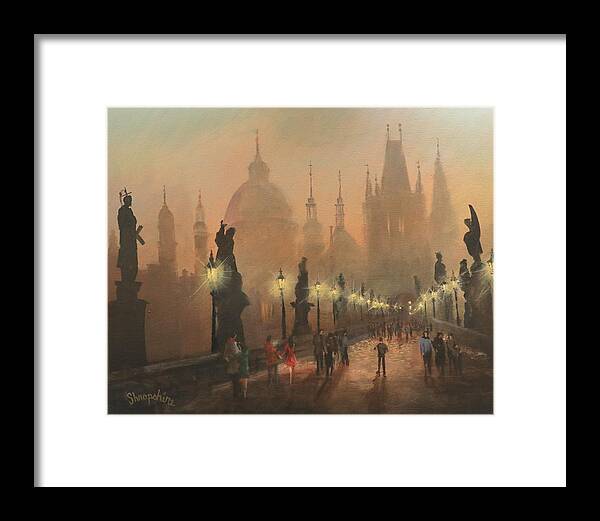 Charles Bridge Framed Print featuring the painting Charles Bridge Prague by Tom Shropshire