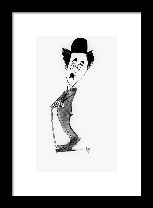 Classic Framed Print featuring the drawing Charlie Chaplin 2 by Michael Hopkins