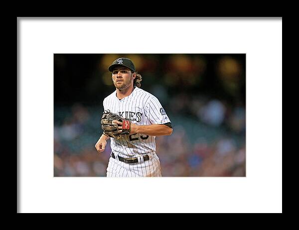 National League Baseball Framed Print featuring the photograph Charlie Culberson by Dustin Bradford