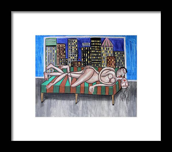 Nude Framed Print featuring the painting Cheap Room With A View by Anthony Falbo