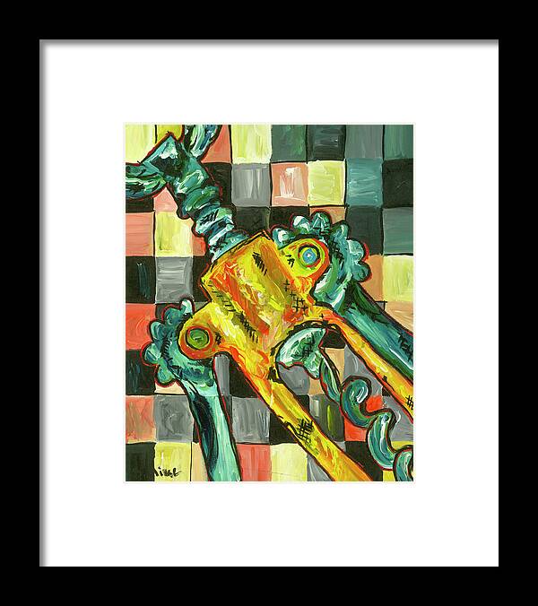 Wine Framed Print featuring the painting Checkered Corkscrew by Britt Miller