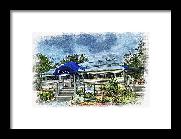  Framed Print featuring the mixed media Chef Darrells Mountain Diner by Linda Weinstock