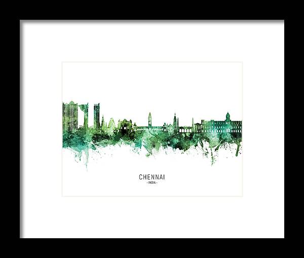 Chennai Framed Print featuring the digital art Chennai Skyline India #53 by Michael Tompsett