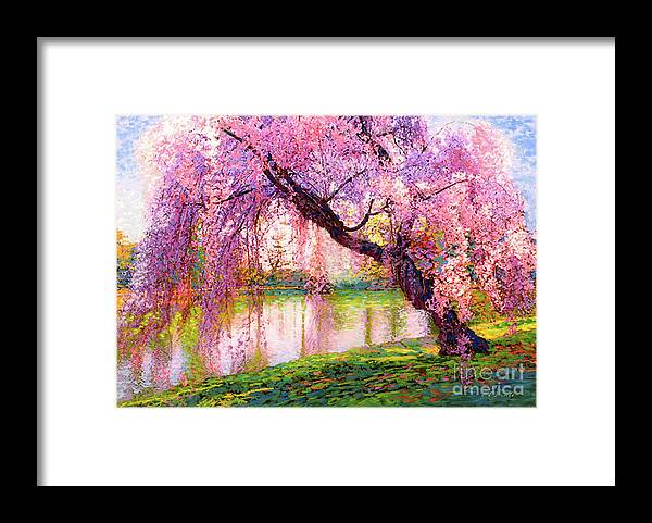 Landscape Framed Print featuring the painting Cherry Blossom Beauty by Jane Small