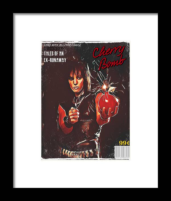 Joan Jett Framed Print featuring the digital art Cherry Bomb Comic Book by Christina Rick