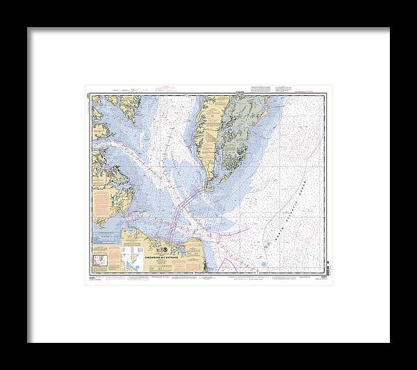 Chesapeake Bay Entrance Framed Print featuring the digital art Chesapeake Bay Entrance, NOAA Chart 12221 by Nautical Chartworks