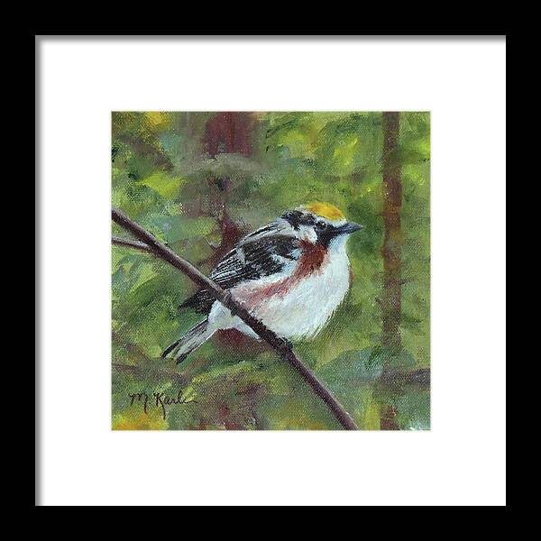 Bird Framed Print featuring the painting Chestnut-sided Warbler by Marsha Karle