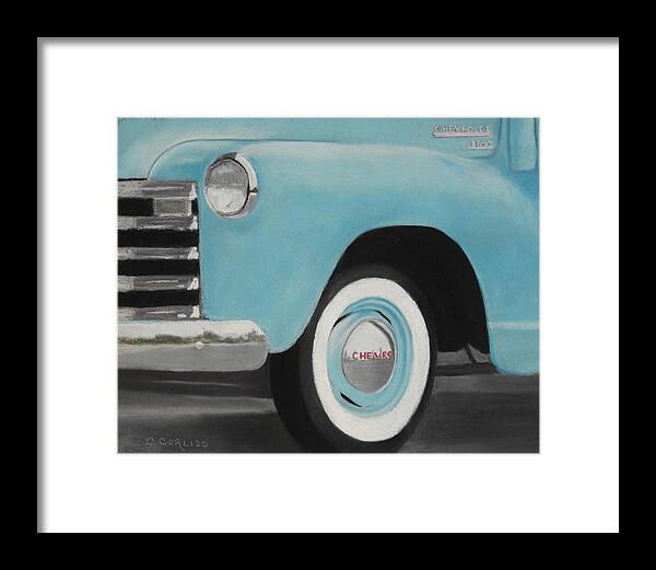 Old Framed Print featuring the pastel Chevy 3100 by Carol Corliss