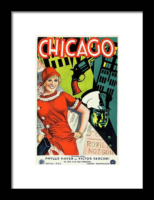 Sweden Framed Print featuring the mixed media ''Chicago'', 1927 by Movie World Posters