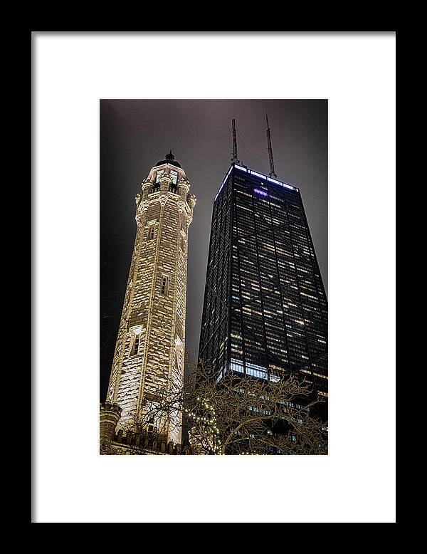 Chicago Framed Print featuring the photograph Chicago Landmarks--Water Tower and John Hancock Building by Stephen Stookey