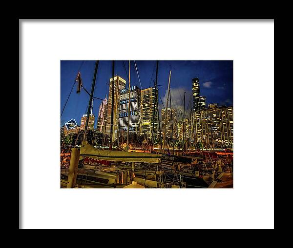 Ohana Framed Print featuring the photograph Chicago Skyline from Chicago Yacht Club IMG_4713 by Michael Thomas