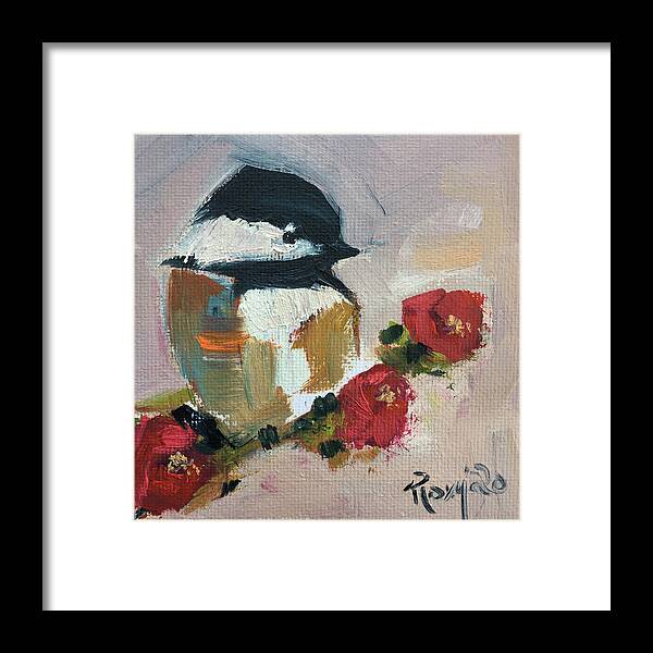 Chickadee Framed Print featuring the painting Chickadee 4 by Roxy Rich