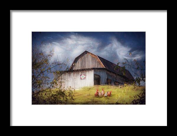 Chicken Framed Print featuring the photograph Chickens at the Farm Barn Painting by Debra and Dave Vanderlaan