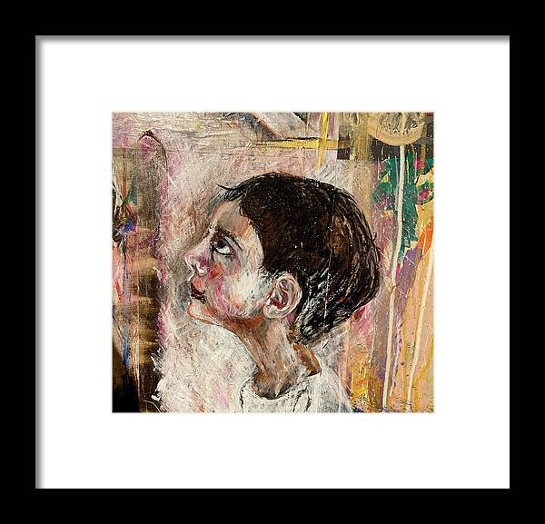 Child Framed Print featuring the painting Child looking up by David Euler