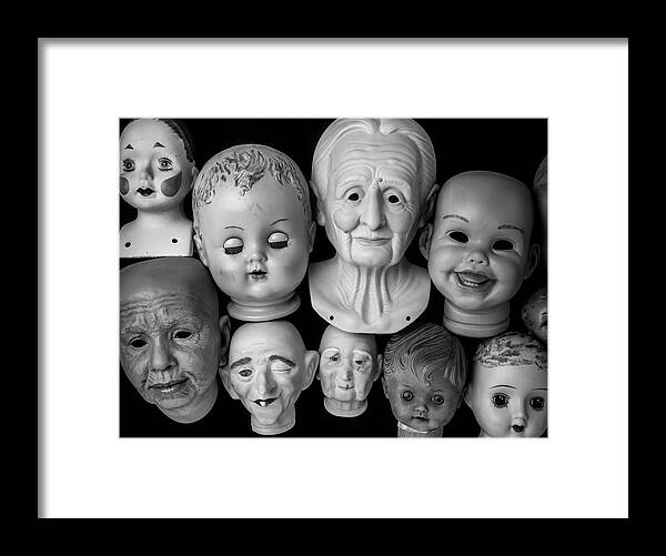 Doll Framed Print featuring the photograph Childhood Dolls Heads by Garry Gay