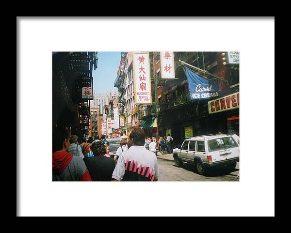 China Town Ny Framed Print featuring the mixed media China Town NY by Asbjorn Lonvig