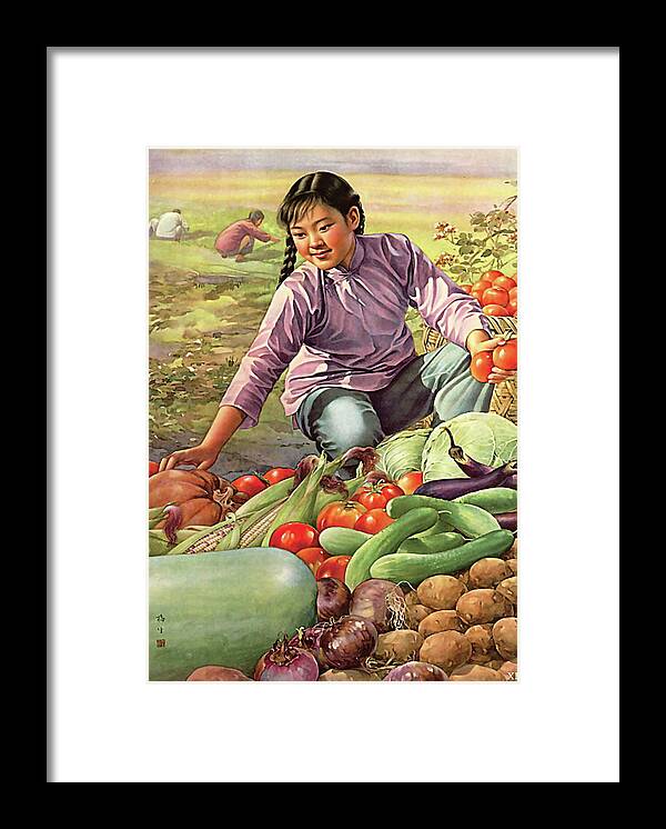 China Framed Print featuring the digital art Chinese Girl on a Farm by Long Shot