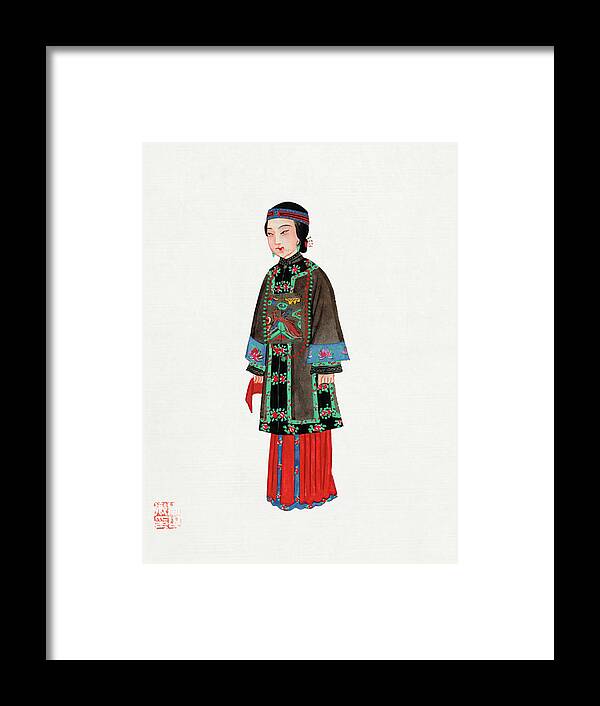 Vintage Framed Print featuring the painting Chinese lady in official robe by Vintage Chinese Clothing