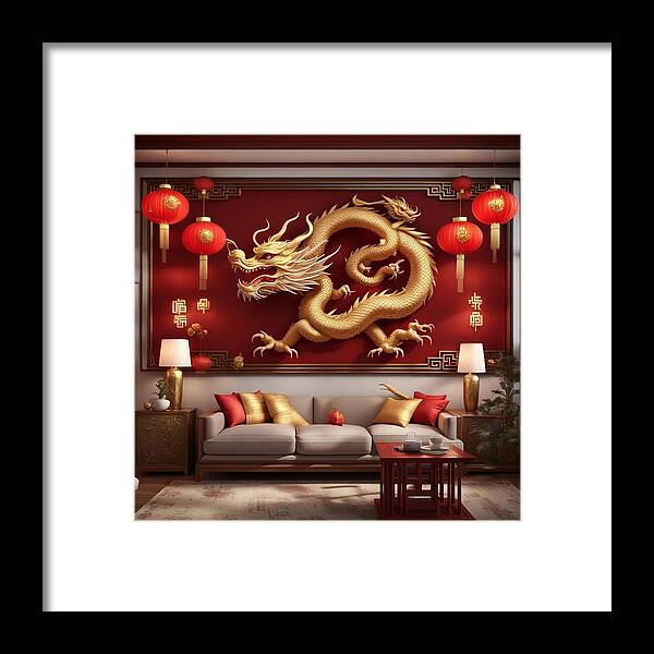 Dragon Framed Print featuring the digital art Chinese New Year - Year of the Dragon by Nancy Ayanna Wyatt