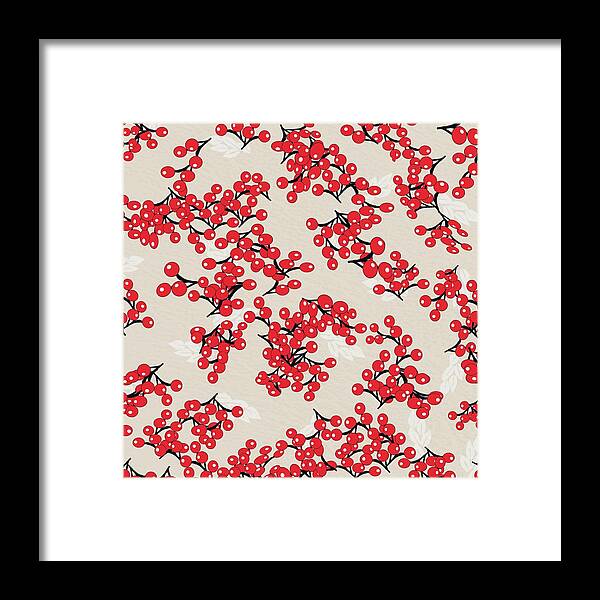 Graphic Framed Print featuring the digital art Chinese Red Berries by Sand And Chi