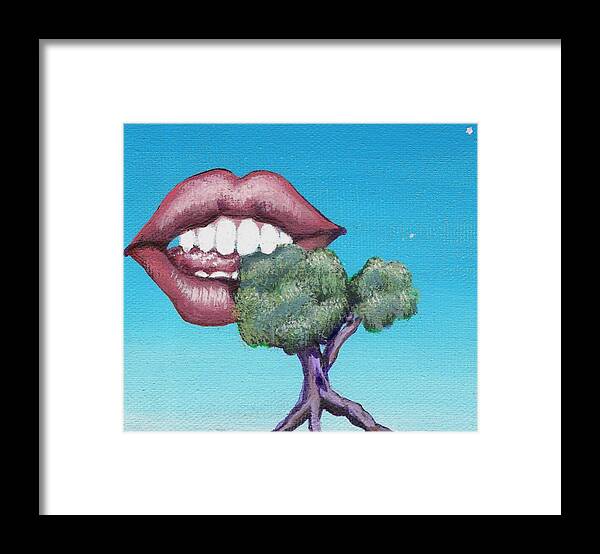 Mouth Framed Print featuring the painting Chomp by Vicki Noble