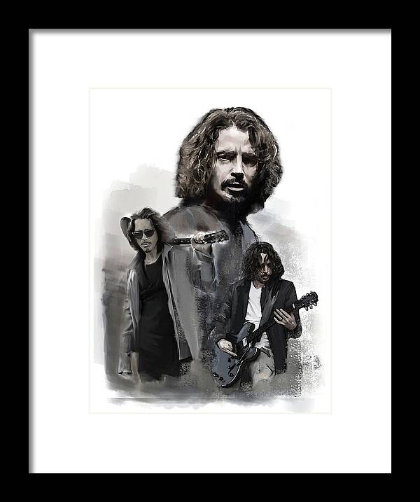 Chris Cornell Images Framed Print featuring the painting Chris Cornell Enough Said by Iconic Images Art Gallery David Pucciarelli