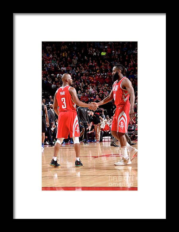 Chris Paul Framed Print featuring the photograph Chris Paul and James Harden by Bill Baptist