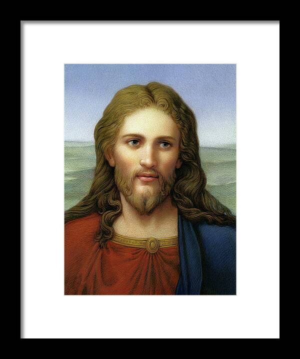 Christian Art Framed Print featuring the painting Christ in Red and Blue by Kurt Wenner