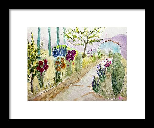 Gershon Bachus Vintners Framed Print featuring the painting Christinas Garden at GBV by Roxy Rich
