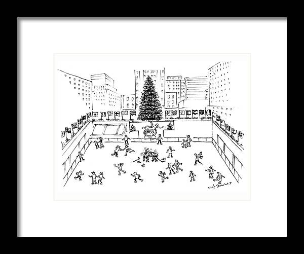 Captionless Framed Print featuring the drawing Christmas At The Ice Rink by Nick Downes