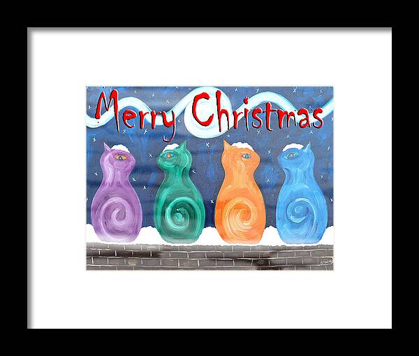 Christmas Framed Print featuring the mixed media Christmas Cats by Patrick J Murphy