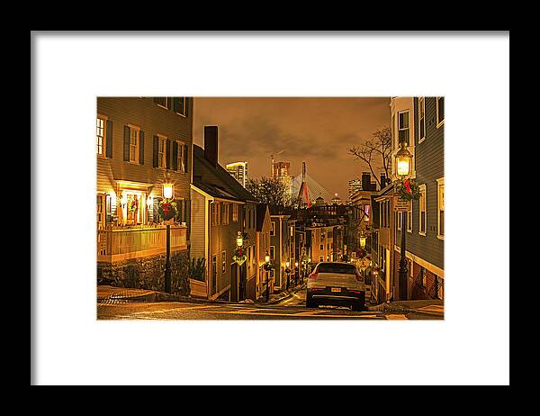 Charlestown Framed Print featuring the photograph Christmas Eve in Charlestown Massachusetts Zakim Bridge by Toby McGuire