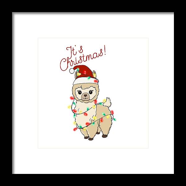 Christmas Llama Framed Print featuring the digital art Christmas Llama - It's Christmas by Bob Pardue