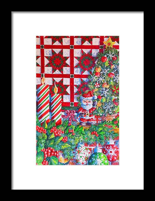 Christmas Framed Print featuring the painting Christmas Mantle by Diane Phalen