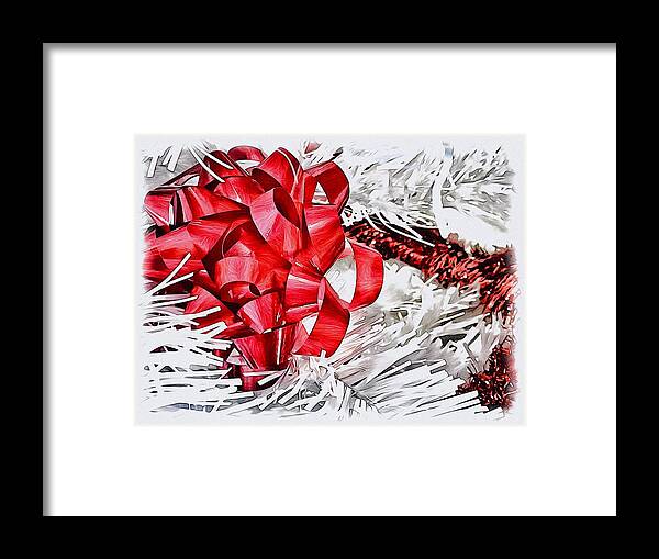 Digital Framed Print featuring the digital art Christmas Ribbon by Beverly Read