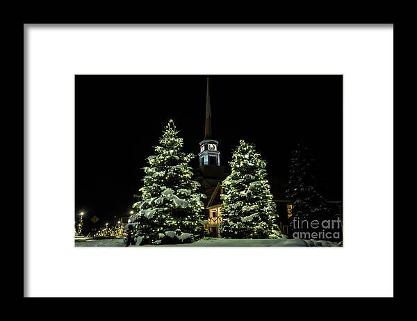Vermont Framed Print featuring the photograph Christmas time in picturesque Stowe Vermont. by Scenic Vermont Photography